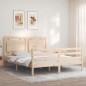 vidaXL Estructura de cama de matrimonio con cabecero madera maciza vidaXL Estructura de cama de matrimonio con cabecero madera maciza