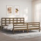 vidaXL Estructura cama y cabecero madera maciza marrón miel 200x200 cm vidaXL Estructura cama y cabecero madera maciza marrón miel 200x200 cm