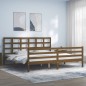 vidaXL Estructura cama y cabecero madera maciza marrón miel 200x200 cm vidaXL Estructura cama y cabecero madera maciza marrón miel 200x200 cm