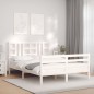 vidaXL Estructura de cama con cabecero madera maciza blanco 140x200 cm vidaXL Estructura de cama con cabecero madera maciza blanco 140x200 cm