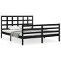 vidaXL Estructura de cama con cabecero madera maciza negro 160x200 cm vidaXL Estructura de cama con cabecero madera maciza negro 160x200 cm