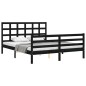 vidaXL Estructura de cama con cabecero madera maciza negro 160x200 cm vidaXL Estructura de cama con cabecero madera maciza negro 160x200 cm