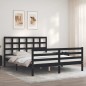 vidaXL Estructura de cama con cabecero madera maciza negro 160x200 cm vidaXL Estructura de cama con cabecero madera maciza negro 160x200 cm