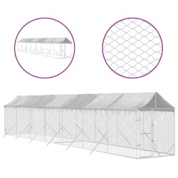 vidaXL Perrera de exterior con toldo acero galvanizado plata 2x14x2,5m