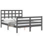 vidaXL Estructura de cama con cabecero madera maciza gris 140x200 cm