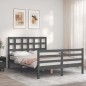 vidaXL Estructura de cama con cabecero madera maciza gris 140x200 cm