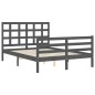 vidaXL Estructura de cama con cabecero madera maciza gris 140x200 cm