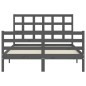 vidaXL Estructura de cama con cabecero madera maciza gris 140x200 cm
