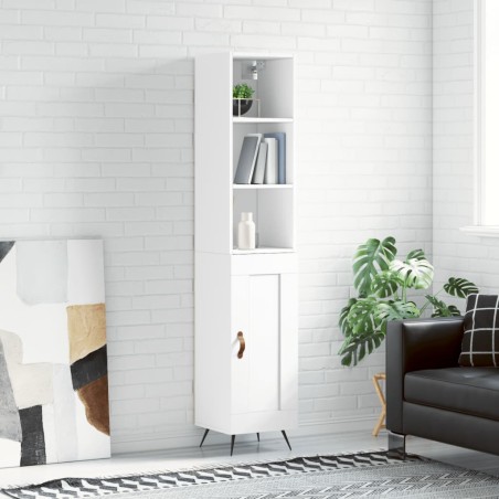 vidaXL Aparador alto madera contrachapada blanco 34,5x34x180 cm