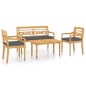 vidaXL Set de muebles de jardín 4 pzas y cojines madera maciza de teca vidaXL Set de muebles de jardín 4 pzas y cojines madera maciza de teca