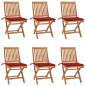 vidaXL Sillas de jardín plegables 6 uds madera maciza teca con cojines vidaXL Sillas de jardín plegables 6 uds madera maciza teca con cojines