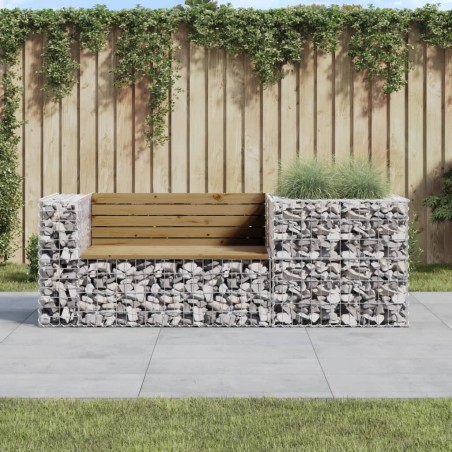 vidaXL Banco de jardín con cesta de gaviones madera de pino impregnada