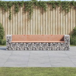 vidaXL Banco jardín diseño gaviones madera abeto Douglas 287x71x65,5cm