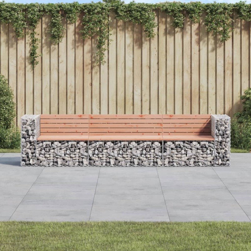 vidaXL Banco jardín diseño gaviones madera abeto Douglas 287x71x65,5cm vidaXL Banco jardín diseño gaviones madera abeto Douglas 287x71x65,5cm