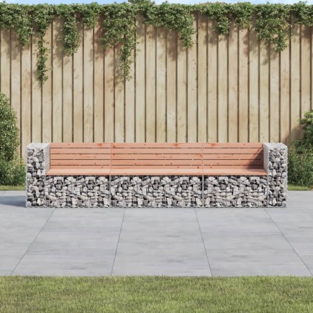 vidaXL Banco jardín diseño gaviones madera abeto Douglas 287x71x65,5cm