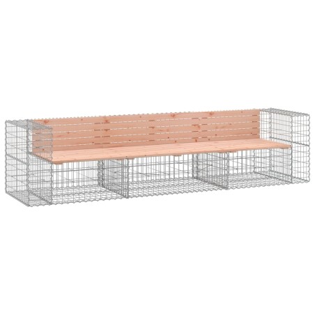 vidaXL Banco jardín diseño gaviones madera abeto Douglas 287x71x65,5cm