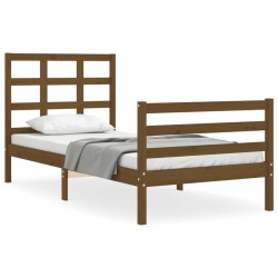 vidaXL Estructura cama con cabecero madera maciza marrón miel 90x200cm