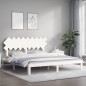 vidaXL Estructura cama de matrimonio con cabecero madera maciza blanco vidaXL Estructura cama de matrimonio con cabecero madera maciza blanco