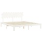 vidaXL Estructura cama de matrimonio con cabecero madera maciza blanco vidaXL Estructura cama de matrimonio con cabecero madera maciza blanco