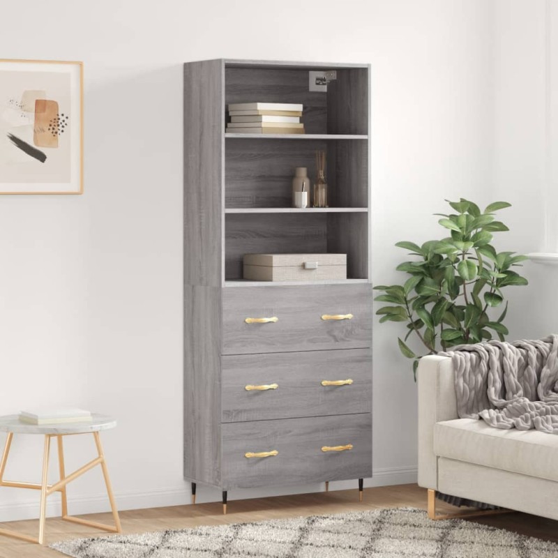 vidaXL Aparador alto madera contrachapada gris sonoma 69,5x34x180 cm vidaXL Aparador alto madera contrachapada gris sonoma 69,5x34x180 cm