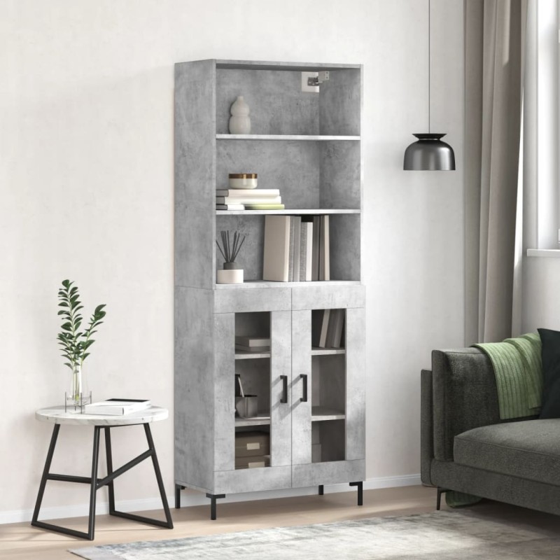 vidaXL Aparador alto madera contrachapada gris hormigón 69,5x34x180 cm vidaXL Aparador alto madera contrachapada gris hormigón 69,5x34x180 cm