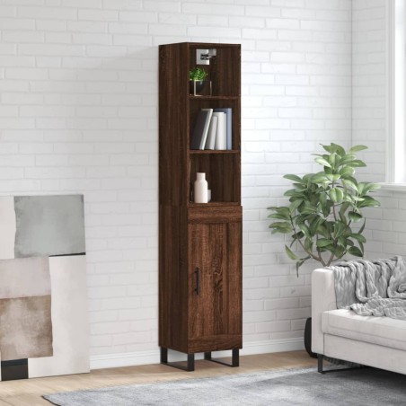 vidaXL Aparador alto madera contrachapada roble marrón 34,5x34x180 cm