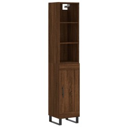 vidaXL Aparador alto madera contrachapada roble marrón 34,5x34x180 cm