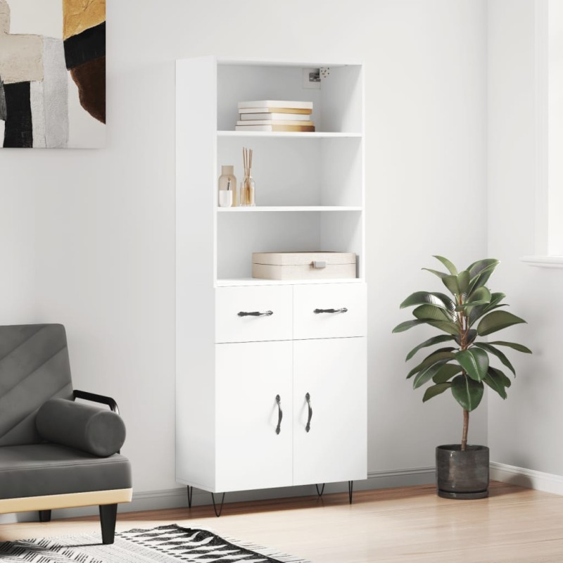vidaXL Aparador alto madera contrachapada blanco 69,5x34x180 cm vidaXL Aparador alto madera contrachapada blanco 69,5x34x180 cm