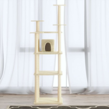 vidaXL Rascador para gatos con postes de sisal crema 171 cm