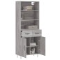 vidaXL Aparador alto madera contrachapada gris sonoma 69,5x34x180 cm