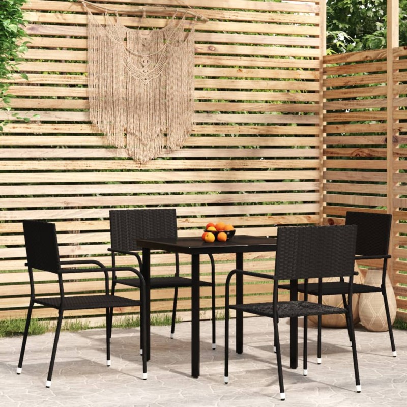 vidaXL Juego de comedor de jardín 5 piezas negro