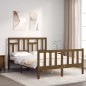 vidaXL Estructura de cama matrimonio con cabecero madera marrón miel vidaXL Estructura de cama matrimonio con cabecero madera marrón miel