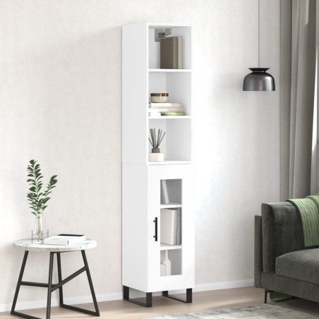 vidaXL Aparador alto madera contrachapada blanco 34,5x34x180 cm