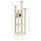 vidaXL Rascador para gatos con postes de sisal crema 171 cm vidaXL Rascador para gatos con postes de sisal crema 171 cm
