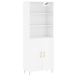 vidaXL Aparador alto madera contrachapada blanco brillo 69,5x34x180 cm