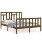 vidaXL Estructura de cama matrimonio con cabecero madera marrón miel vidaXL Estructura de cama matrimonio con cabecero madera marrón miel