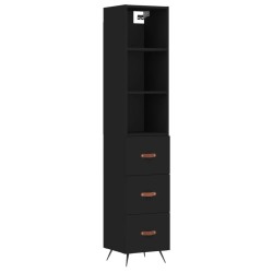 vidaXL Aparador de madera contrachapada negro 34,5x34x180 cm