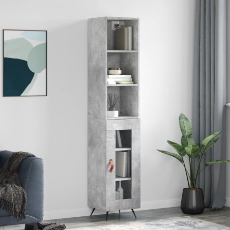 vidaXL Aparador de madera contrachapada gris hormigón 34,5x34x180 cm