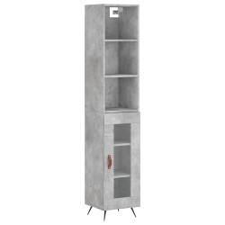 vidaXL Aparador de madera contrachapada gris hormigón 34,5x34x180 cm