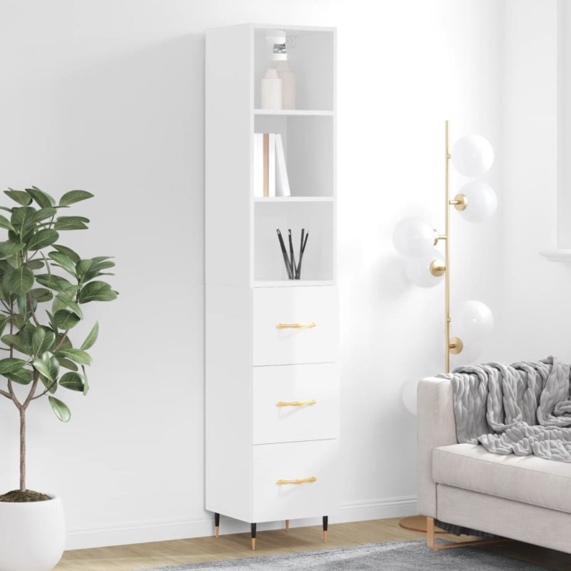 vidaXL Aparador alto madera contrachapada blanco brillo 34,5x34x180 cm vidaXL Aparador alto madera contrachapada blanco brillo 34,5x34x180 cm