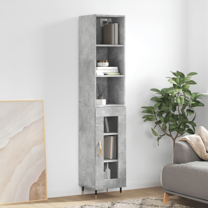 vidaXL Aparador de madera contrachapada gris hormigón 34,5x34x180 cm vidaXL Aparador de madera contrachapada gris hormigón 34,5x34x180 cm