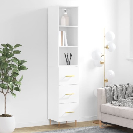vidaXL Aparador alto madera contrachapada blanco 34,5x34x180 cm