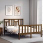 vidaXL Estructura de cama matrimonio con cabecero madera marrón miel vidaXL Estructura de cama matrimonio con cabecero madera marrón miel