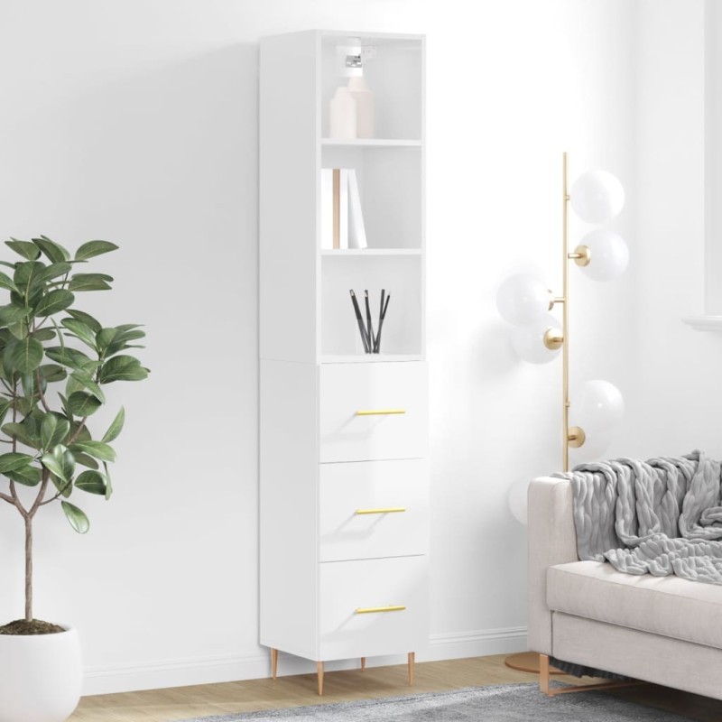 vidaXL Aparador alto madera contrachapada blanco brillo 34,5x34x180 cm vidaXL Aparador alto madera contrachapada blanco brillo 34,5x34x180 cm