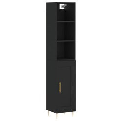 vidaXL Aparador de madera contrachapada negro 34,5x34x180 cm