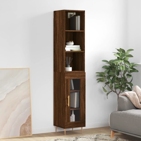 vidaXL Aparador alto madera contrachapada roble marrón 34,5x34x180 cm