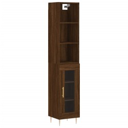 vidaXL Aparador alto madera contrachapada roble marrón 34,5x34x180 cm