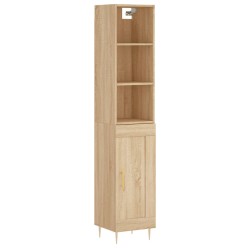 vidaXL Aparador de madera contrachapada roble Sonoma 34,5x34x180 cm
