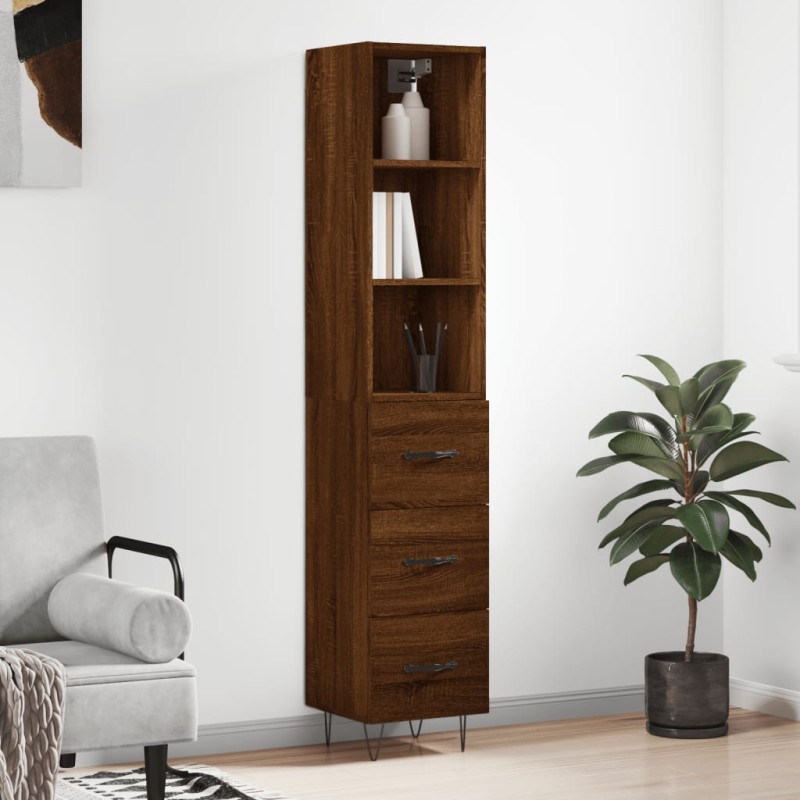 vidaXL Aparador alto madera contrachapada roble marrón 34,5x34x180 cm vidaXL Aparador alto madera contrachapada roble marrón 34,5x34x180 cm