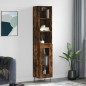vidaXL Aparador de madera contrachapada roble ahumado 34,5x34x180 cm vidaXL Aparador de madera contrachapada roble ahumado 34,5x34x180 cm